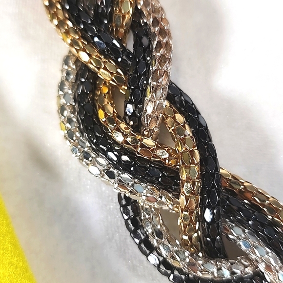 Nordstrom Metal Braided Gold, Silver and Black tones Necklace. - Picture 2 of 7